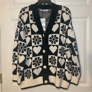 ZARA Knit Jacquard Jacket Size L